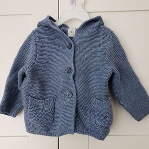 EUC baby gap garter knit bear sweater cardigan